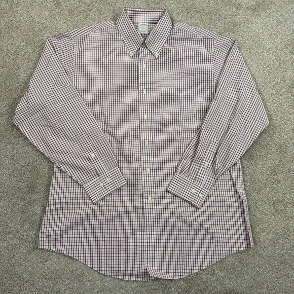 Brooks Brothers Regent Button Down Shirt Mens Large Red Red Plaid Long Sleeve - Picture 3 of 8
